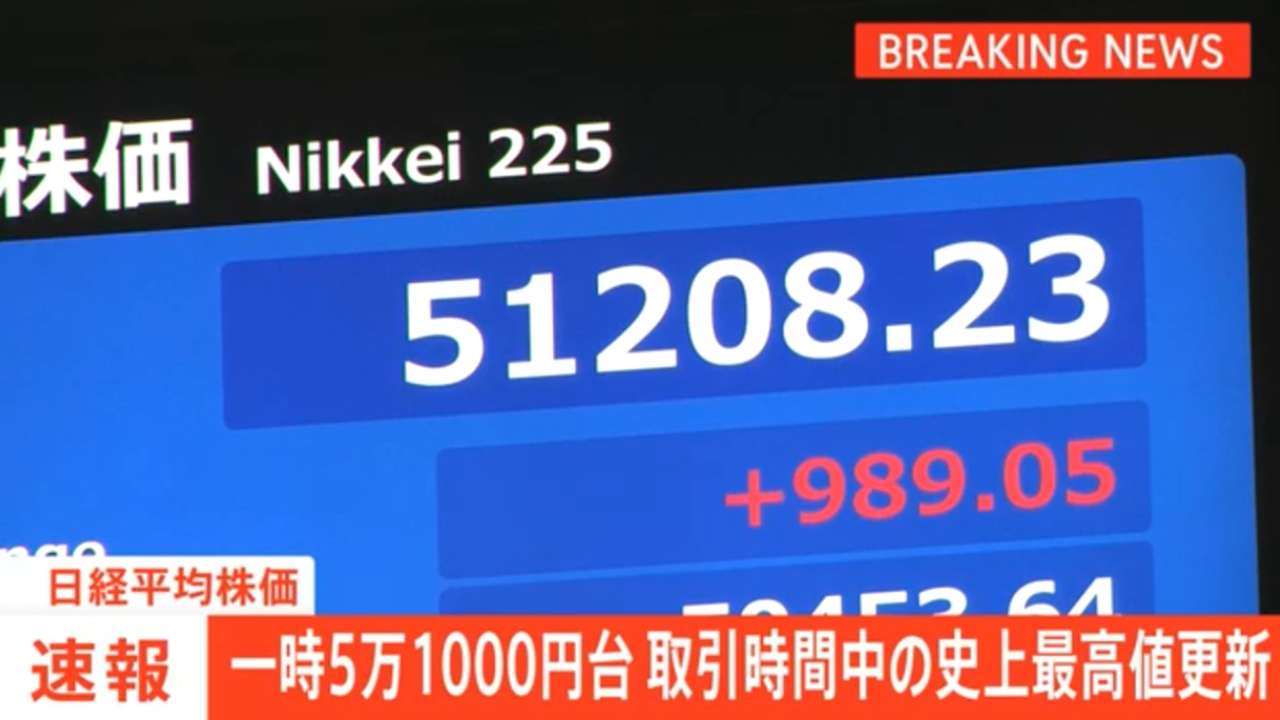 日经指数突破5万1000点创历史新高